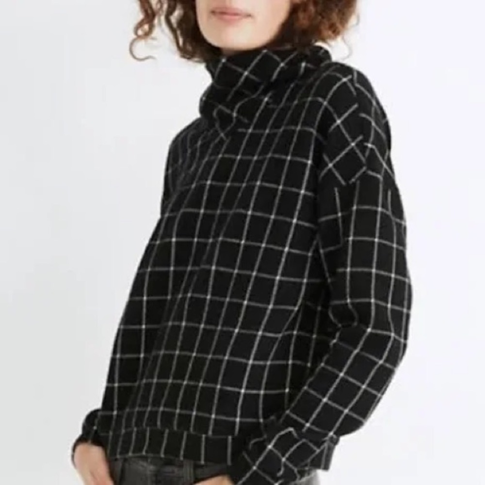 Madewell Textured Windowpane Sweater. Black/white. Size Small.